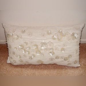 Reve Ivory Embellished Beaded Toss Decorative Pillow Size 13" x 24"
